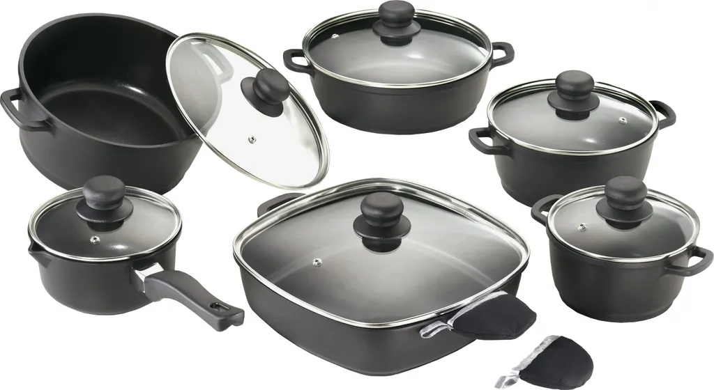 Karcher Set de casseroles en fonte d'aluminium 12 pcs noir téflon