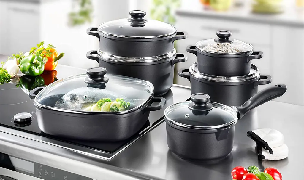 Karcher Set de casseroles en fonte d'aluminium 12 pcs noir téflon