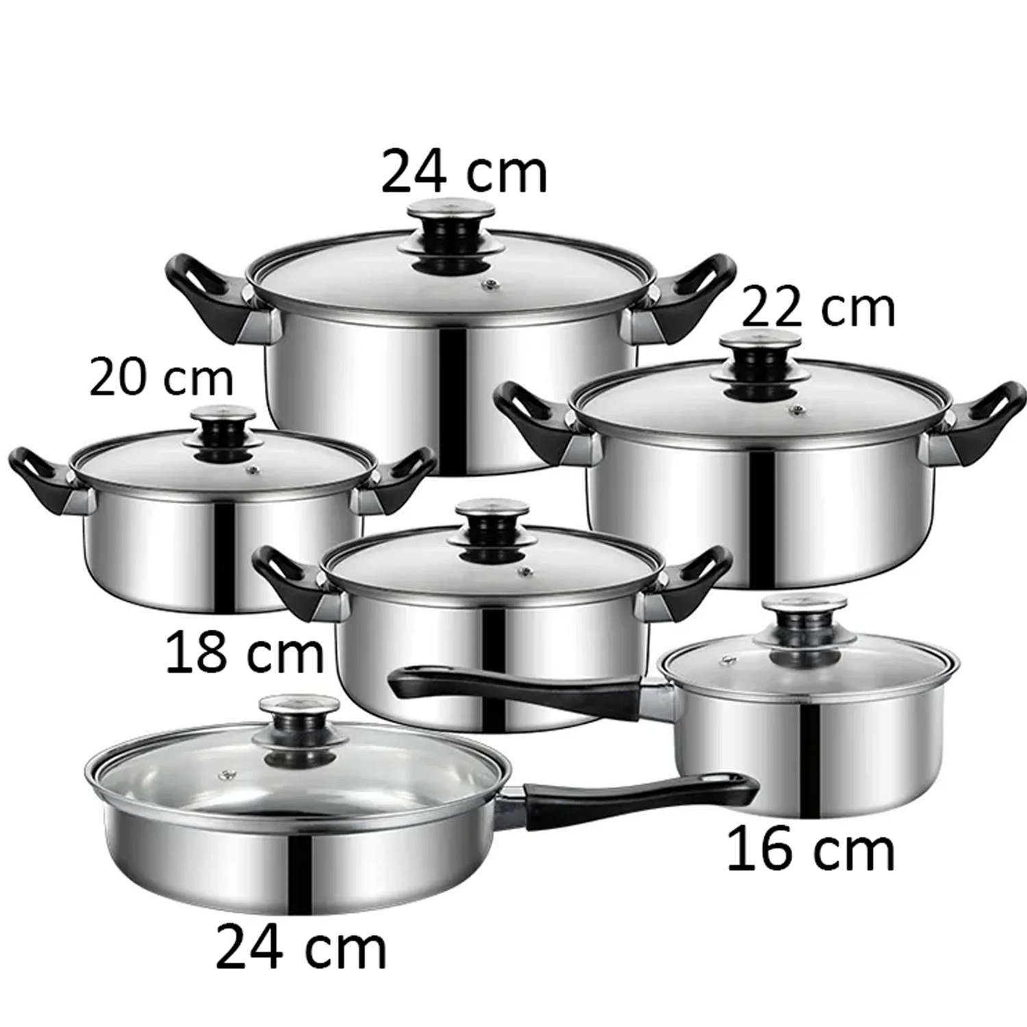 Batterie de cuisine 12 Pièce en INOX